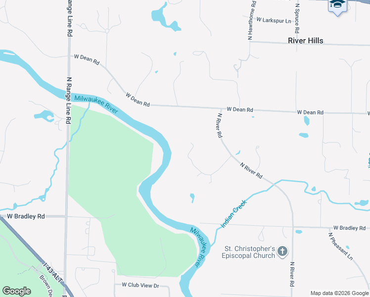 map of restaurants, bars, coffee shops, grocery stores, and more near 8263 North River Road in River Hills
