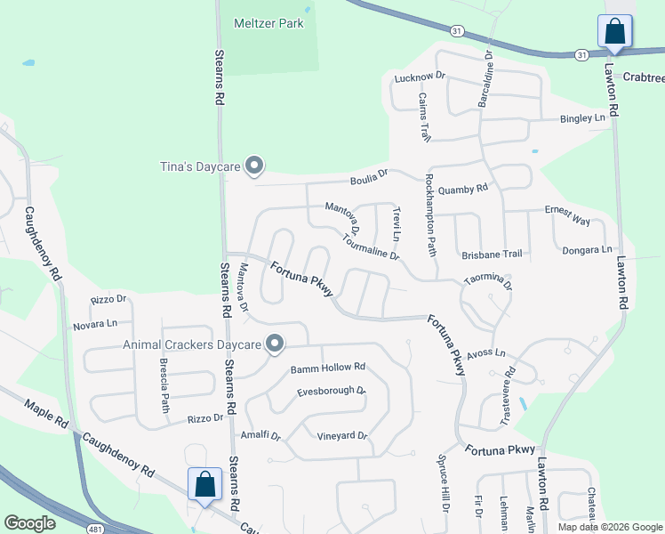 map of restaurants, bars, coffee shops, grocery stores, and more near 8102 Firenze Lane in Clay