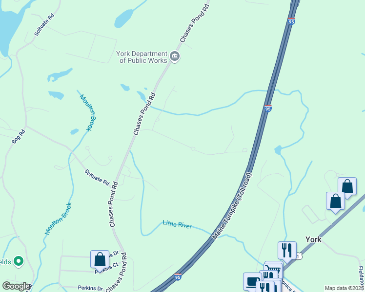 map of restaurants, bars, coffee shops, grocery stores, and more near 21 Old E Scituate Road in York