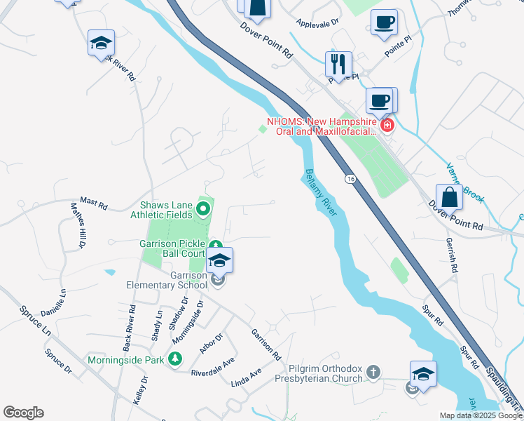 map of restaurants, bars, coffee shops, grocery stores, and more near 114 Tideview Drive in Dover