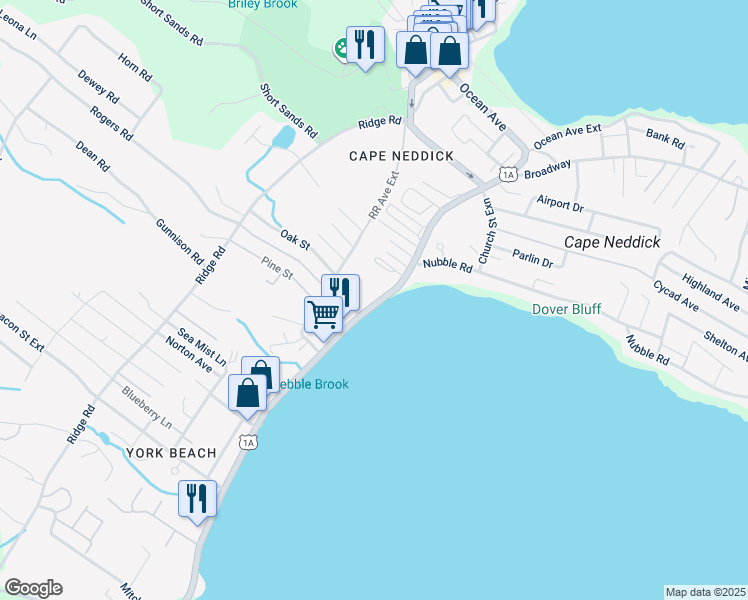 map of restaurants, bars, coffee shops, grocery stores, and more near 77 Long Beach Avenue in York