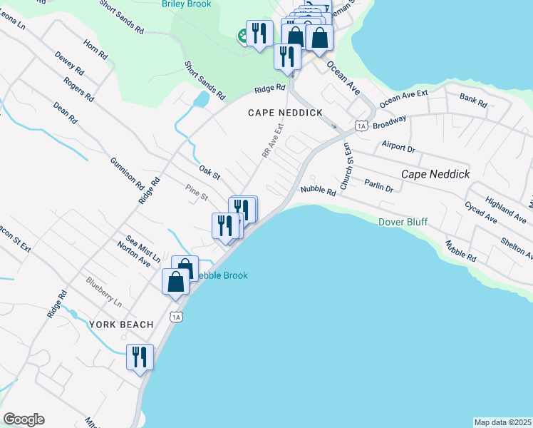 map of restaurants, bars, coffee shops, grocery stores, and more near 77 Long Beach Avenue in York