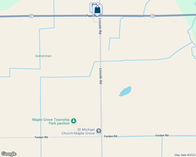 map of restaurants, bars, coffee shops, grocery stores, and more near 17364 Lincoln Road in New Lothrop