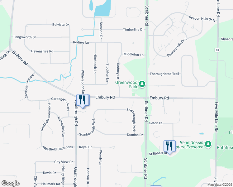 map of restaurants, bars, coffee shops, grocery stores, and more near 173 Rodney Lane in Rochester