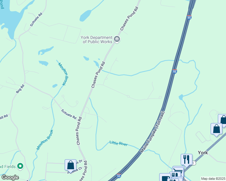 map of restaurants, bars, coffee shops, grocery stores, and more near 21 Old E Scituate Road in York