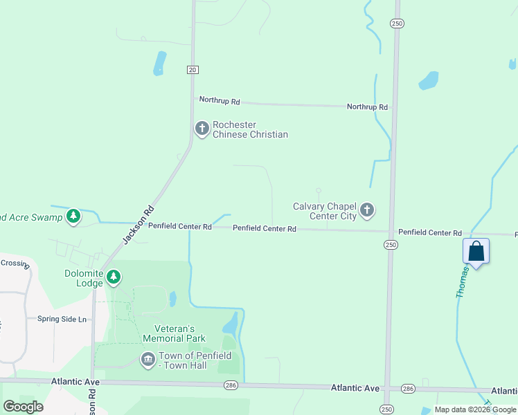 map of restaurants, bars, coffee shops, grocery stores, and more near 1202 Penfield Center Road in Penfield