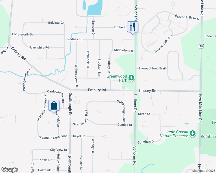 map of restaurants, bars, coffee shops, grocery stores, and more near 173 Rodney Lane in Rochester