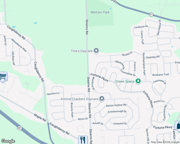 map of restaurants, bars, coffee shops, grocery stores, and more near 8228 Stearns Road in Clay