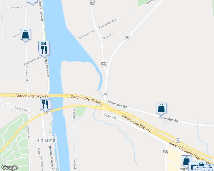 map of restaurants, bars, coffee shops, grocery stores, and more near 13 Niagara Stone Road in Niagara-on-the-Lake