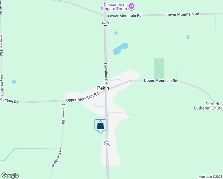 map of restaurants, bars, coffee shops, grocery stores, and more near 2959 Upper Mountain Road in Sanborn