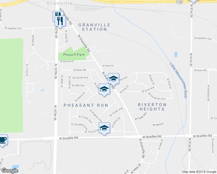 map of restaurants, bars, coffee shops, grocery stores, and more near 8322 North Joseph Avenue in Milwaukee