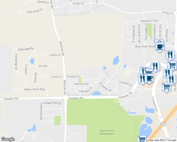 map of restaurants, bars, coffee shops, grocery stores, and more near 3149 Hope Street in Madison