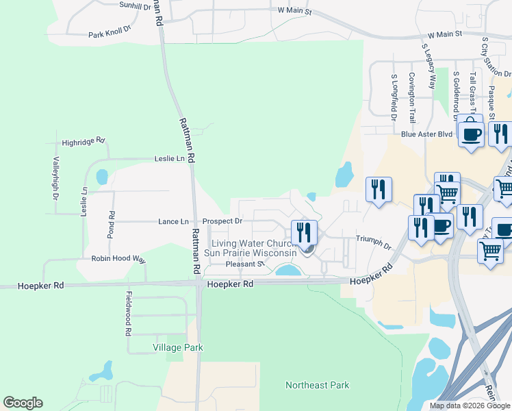 map of restaurants, bars, coffee shops, grocery stores, and more near 3169 Hope Street in Madison
