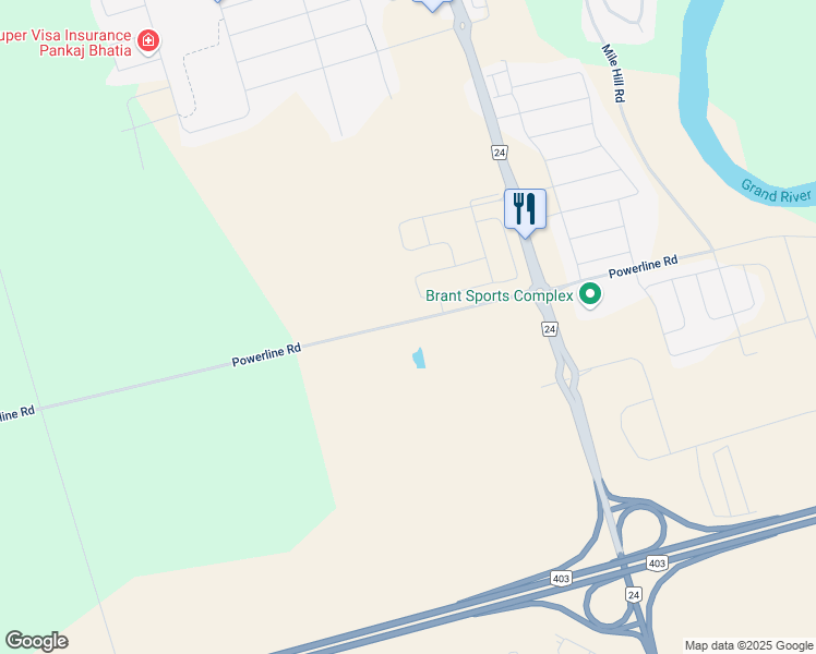 map of restaurants, bars, coffee shops, grocery stores, and more near 980 Powerline Road in Brant