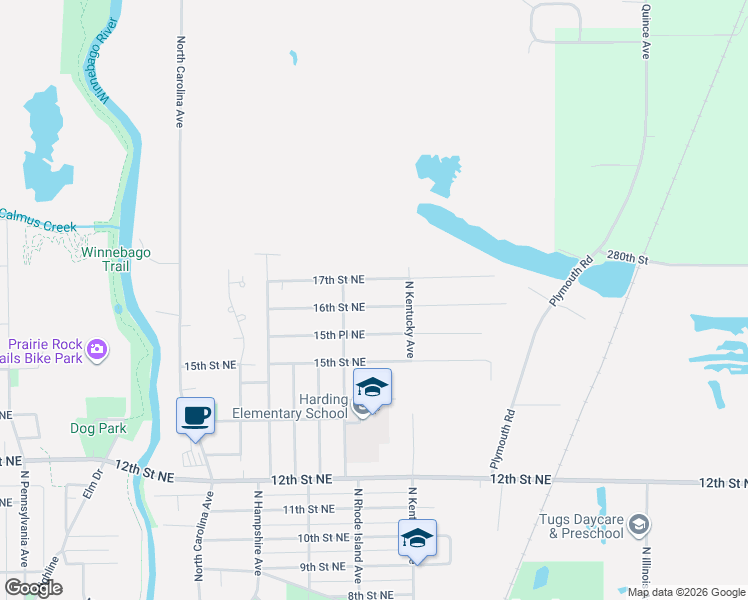 map of restaurants, bars, coffee shops, grocery stores, and more near 926 16th St NE in Mason City