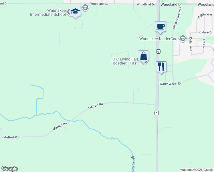 map of restaurants, bars, coffee shops, grocery stores, and more near 6190 Meffert Rd in Waunakee