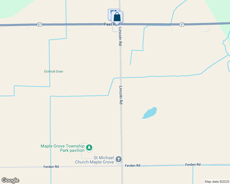 map of restaurants, bars, coffee shops, grocery stores, and more near 17364 Lincoln Rd in New Lothrop
