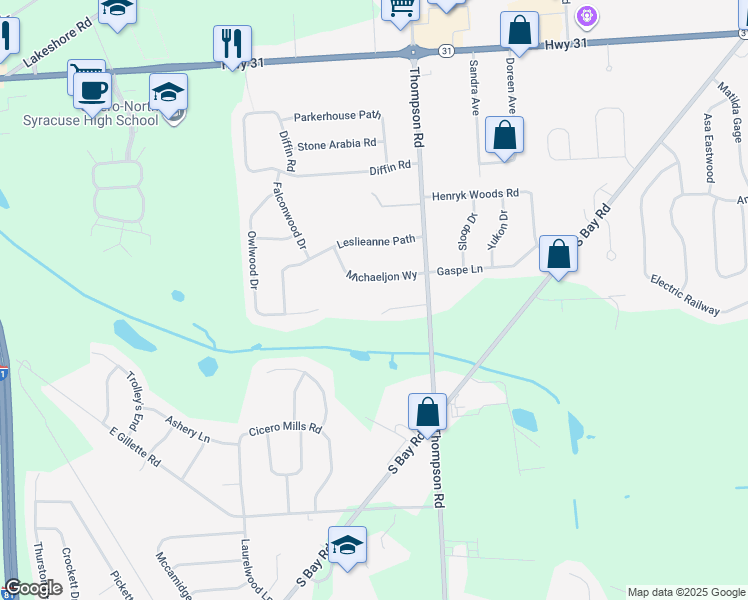 map of restaurants, bars, coffee shops, grocery stores, and more near 6176 Heddy Lane in Cicero
