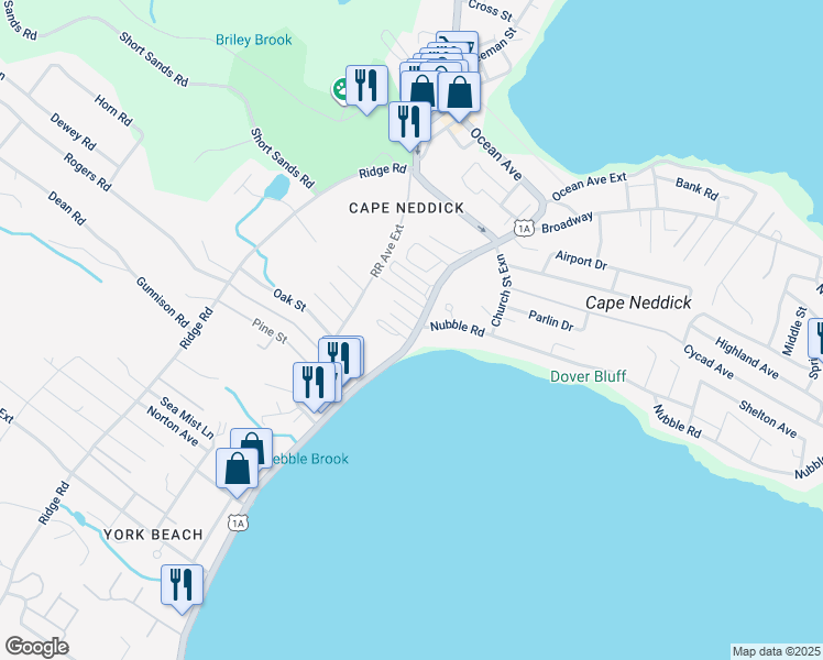 map of restaurants, bars, coffee shops, grocery stores, and more near 61 Long Beach Avenue in York