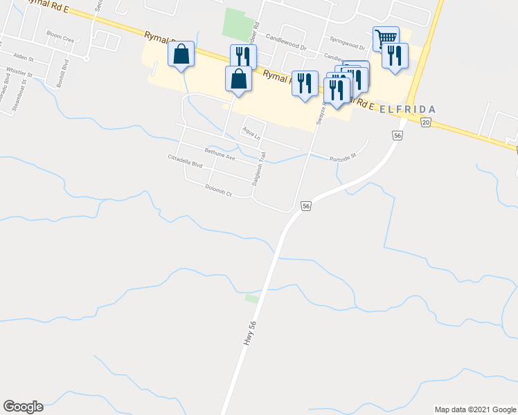 map of restaurants, bars, coffee shops, grocery stores, and more near 412 Dalgleish Trail in Hamilton