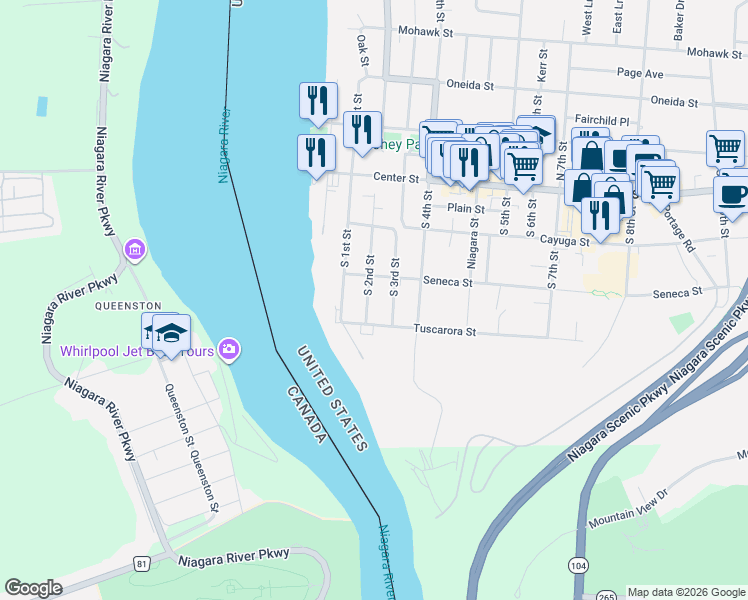 map of restaurants, bars, coffee shops, grocery stores, and more near 350 South 2nd Street in Lewiston