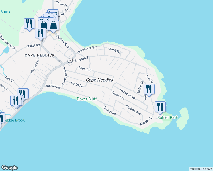 map of restaurants, bars, coffee shops, grocery stores, and more near 79 Nicole Road in York