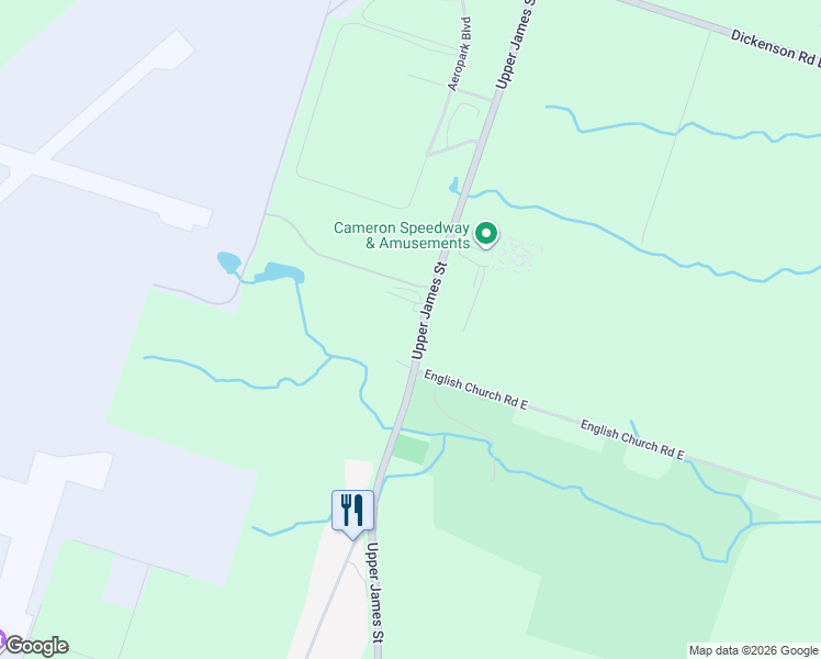 map of restaurants, bars, coffee shops, grocery stores, and more near 2718 Upper James Street in Hamilton