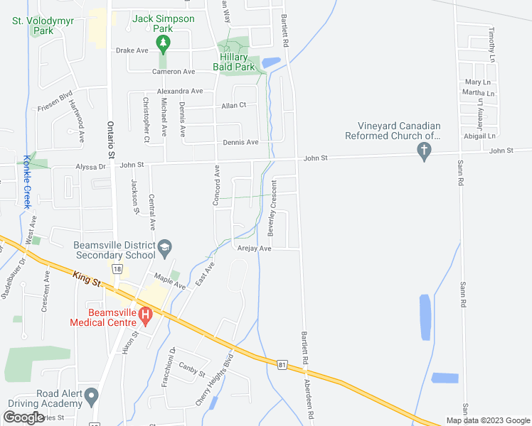 map of restaurants, bars, coffee shops, grocery stores, and more near 4339 Beverley Crescent in Lincoln
