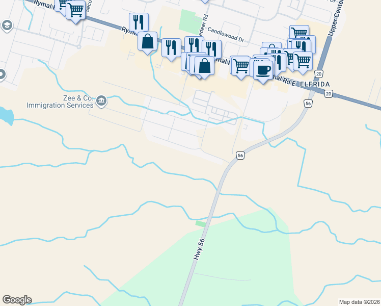 map of restaurants, bars, coffee shops, grocery stores, and more near 20 Dolomiti Court in Hamilton