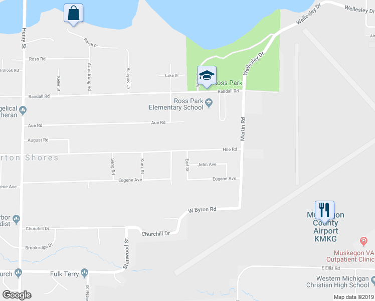 map of restaurants, bars, coffee shops, grocery stores, and more near 4626 Earl Street in Norton Shores