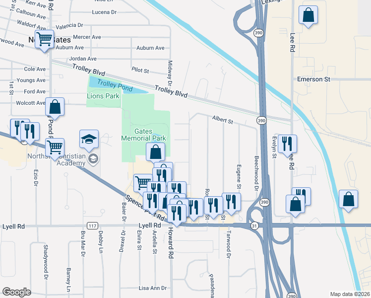 map of restaurants, bars, coffee shops, grocery stores, and more near in 