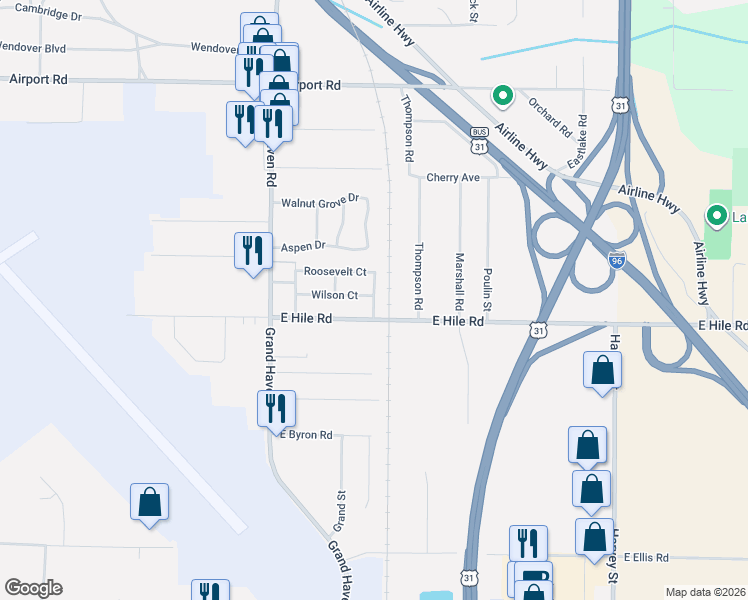 map of restaurants, bars, coffee shops, grocery stores, and more near 4548 Mckinley Court in Norton Shores