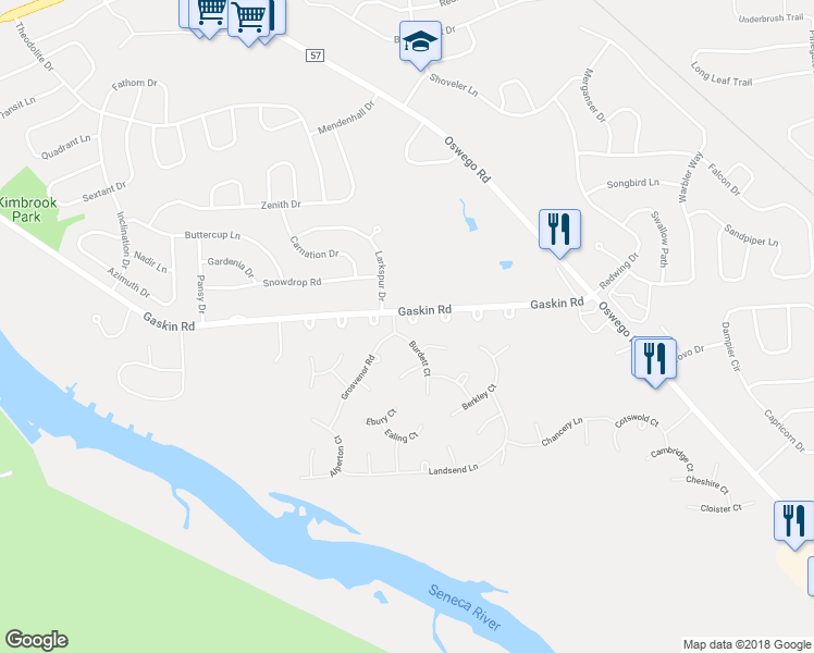 map of restaurants, bars, coffee shops, grocery stores, and more near 3786 Haverstraw Court in Baldwinsville