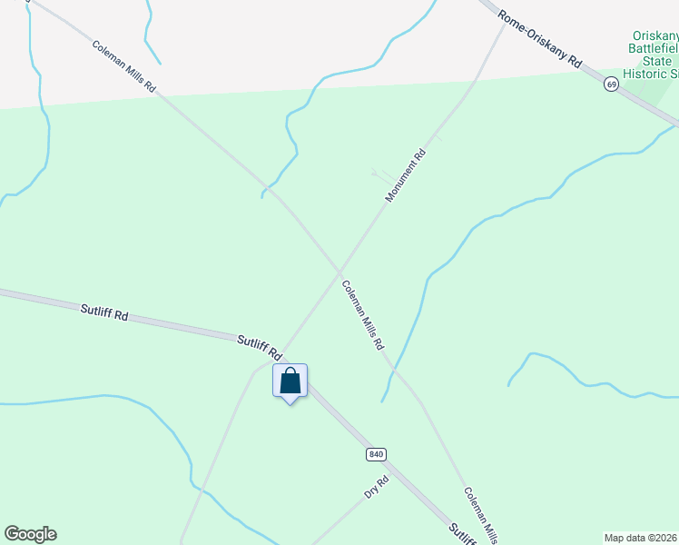 map of restaurants, bars, coffee shops, grocery stores, and more near Coleman Mills Road & Monument Road in Oneida County