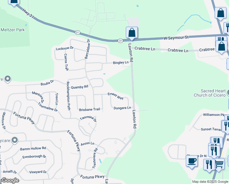 map of restaurants, bars, coffee shops, grocery stores, and more near 4923 Ernest Way in Clay