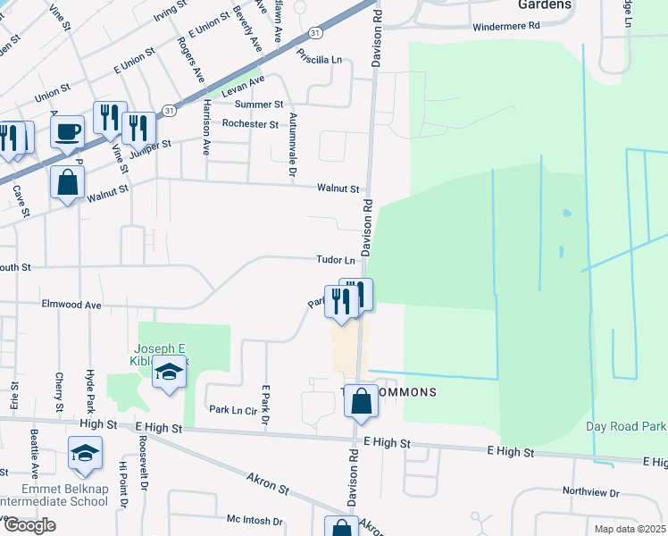 map of restaurants, bars, coffee shops, grocery stores, and more near 2 Tudor Lane in Lockport