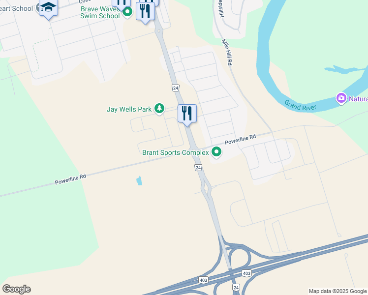 map of restaurants, bars, coffee shops, grocery stores, and more near 112 Flagg Avenue in Brant