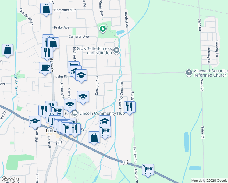 map of restaurants, bars, coffee shops, grocery stores, and more near 4351 Henry Avenue in Lincoln