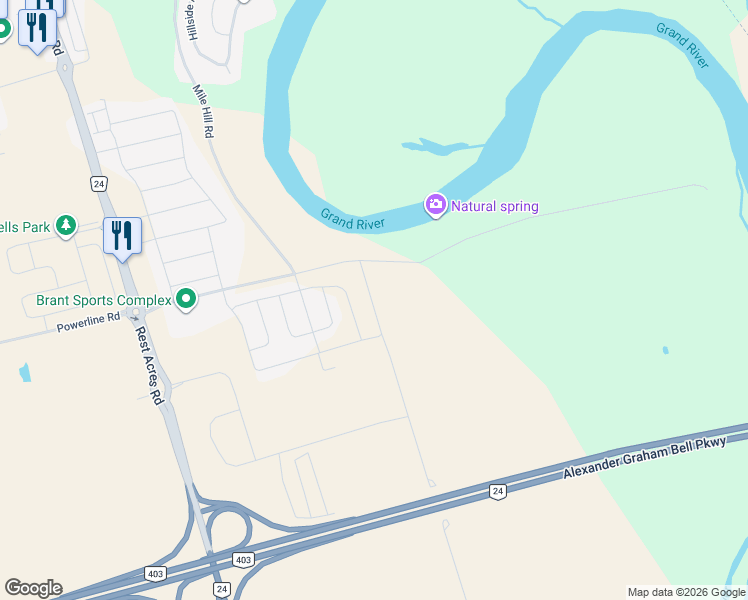map of restaurants, bars, coffee shops, grocery stores, and more near 273 Pottruff Road in Brant
