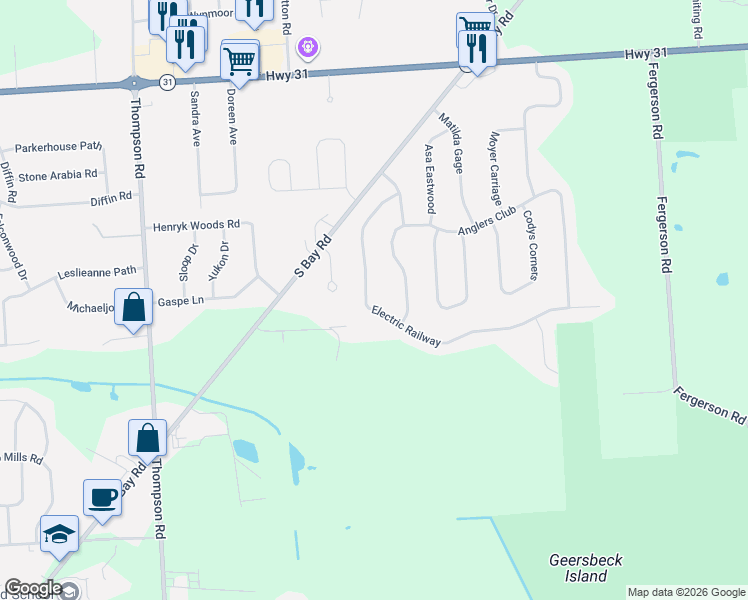 map of restaurants, bars, coffee shops, grocery stores, and more near 6436 Electric Railway in Cicero