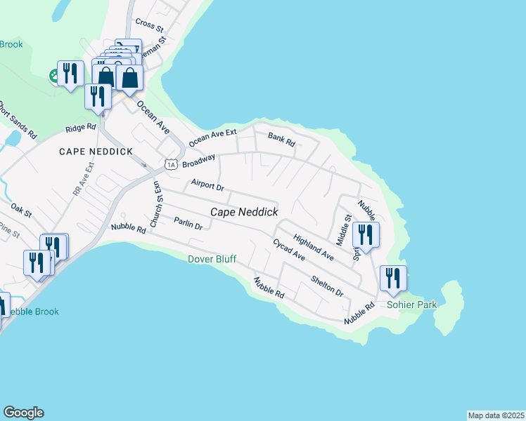 map of restaurants, bars, coffee shops, grocery stores, and more near 72 Airport Drive in York