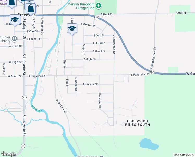 map of restaurants, bars, coffee shops, grocery stores, and more near 903 East Fairplains Street in Greenville