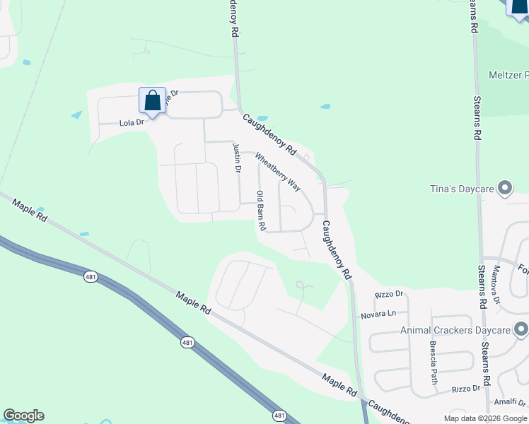 map of restaurants, bars, coffee shops, grocery stores, and more near 5119 Old Barn Road in Clay