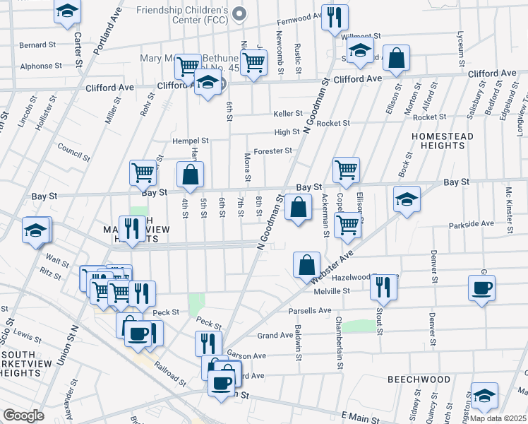 map of restaurants, bars, coffee shops, grocery stores, and more near 4 8th Street in Rochester