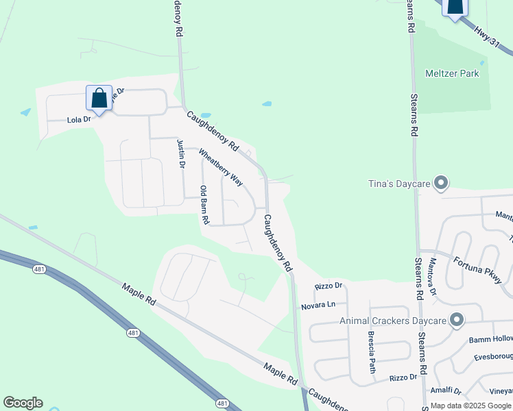 map of restaurants, bars, coffee shops, grocery stores, and more near 8241 Dandelion Way in Clay