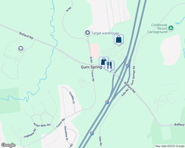 map of restaurants, bars, coffee shops, grocery stores, and more near 9 Traver Road in Gansevoort