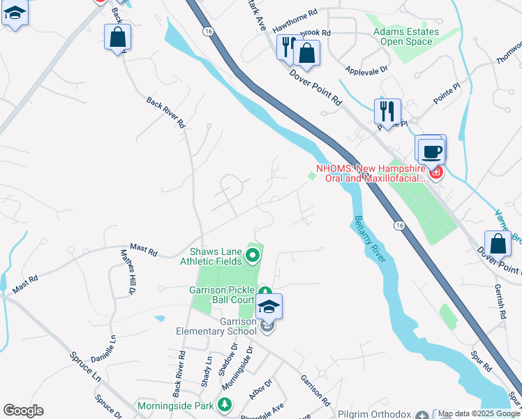 map of restaurants, bars, coffee shops, grocery stores, and more near 29 Rosanna Drive in Dover