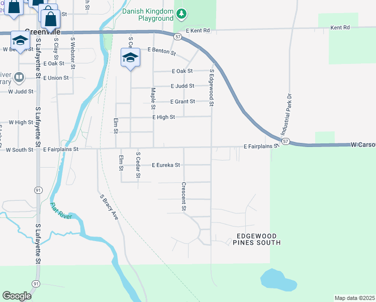 map of restaurants, bars, coffee shops, grocery stores, and more near 903 East Fairplains Street in Greenville