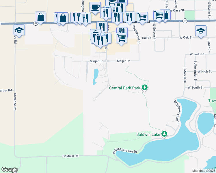 map of restaurants, bars, coffee shops, grocery stores, and more near 1540 Central Park Drive in Greenville