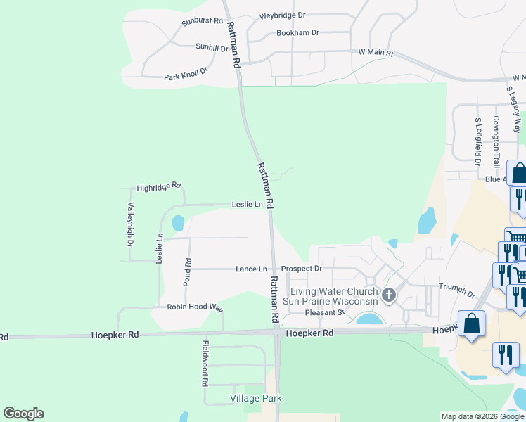 map of restaurants, bars, coffee shops, grocery stores, and more near 5905 Rattman Road in Madison